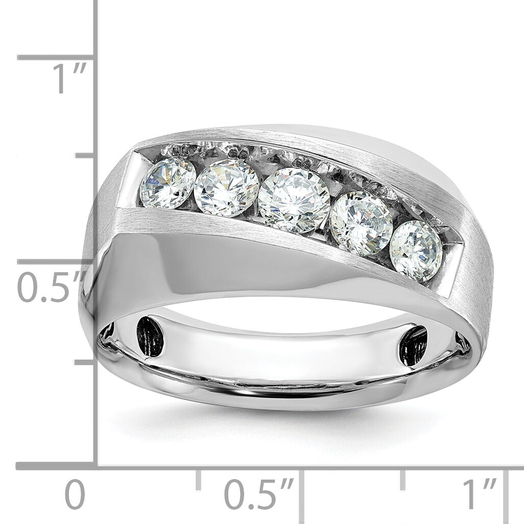 14k White Gold IBGoodman Men's Polished & Satin 5-Stone Diamond Ring-B63121