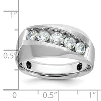 14k White Gold IBGoodman Men's Polished & Satin 5-Stone Diamond Ring-B63121