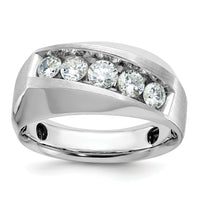 14k White Gold IBGoodman Men's Polished & Satin 5-Stone Diamond Ring-B63121