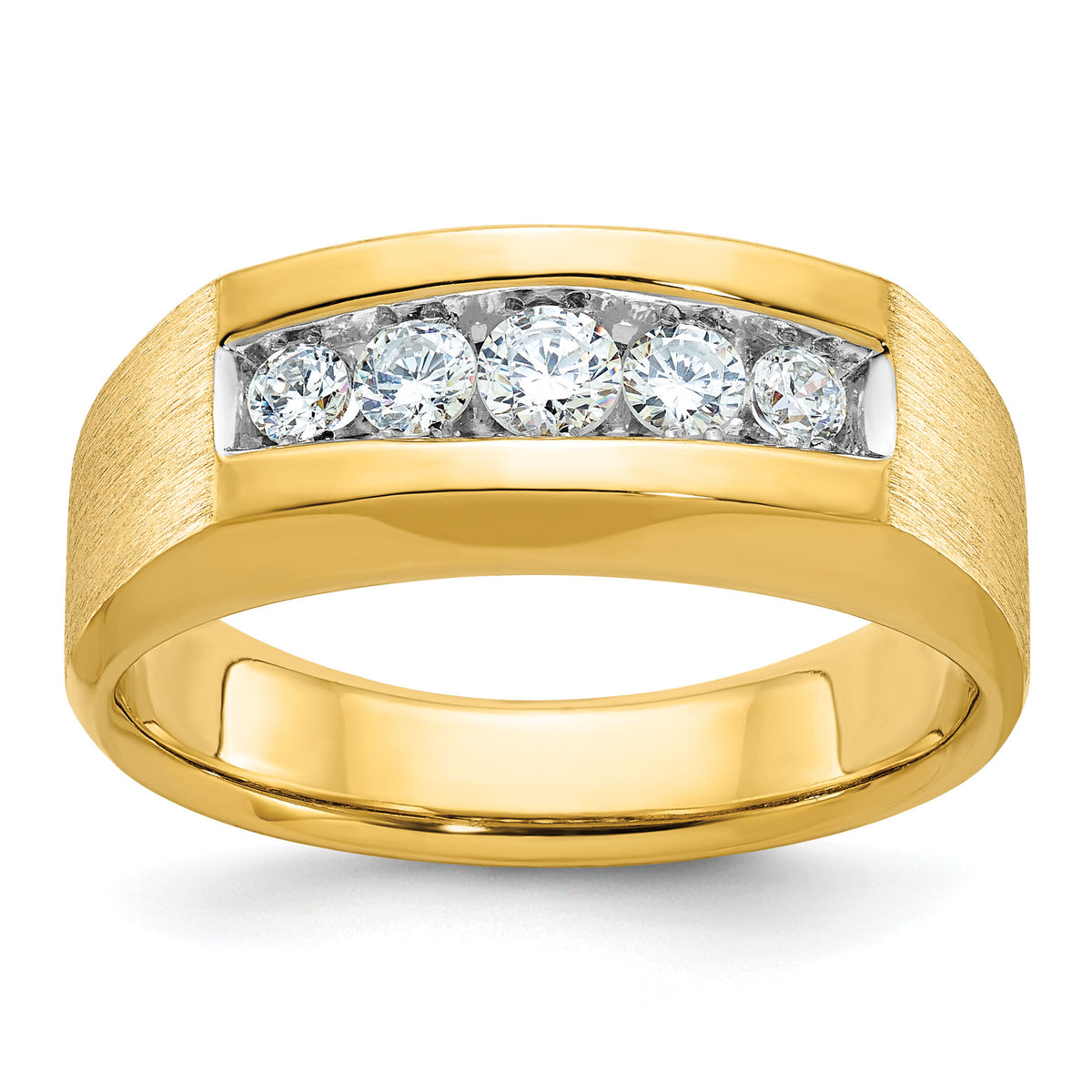 14k IBGoodman Men's Polished and Satin 5-Stone Diamond Ring-B63123