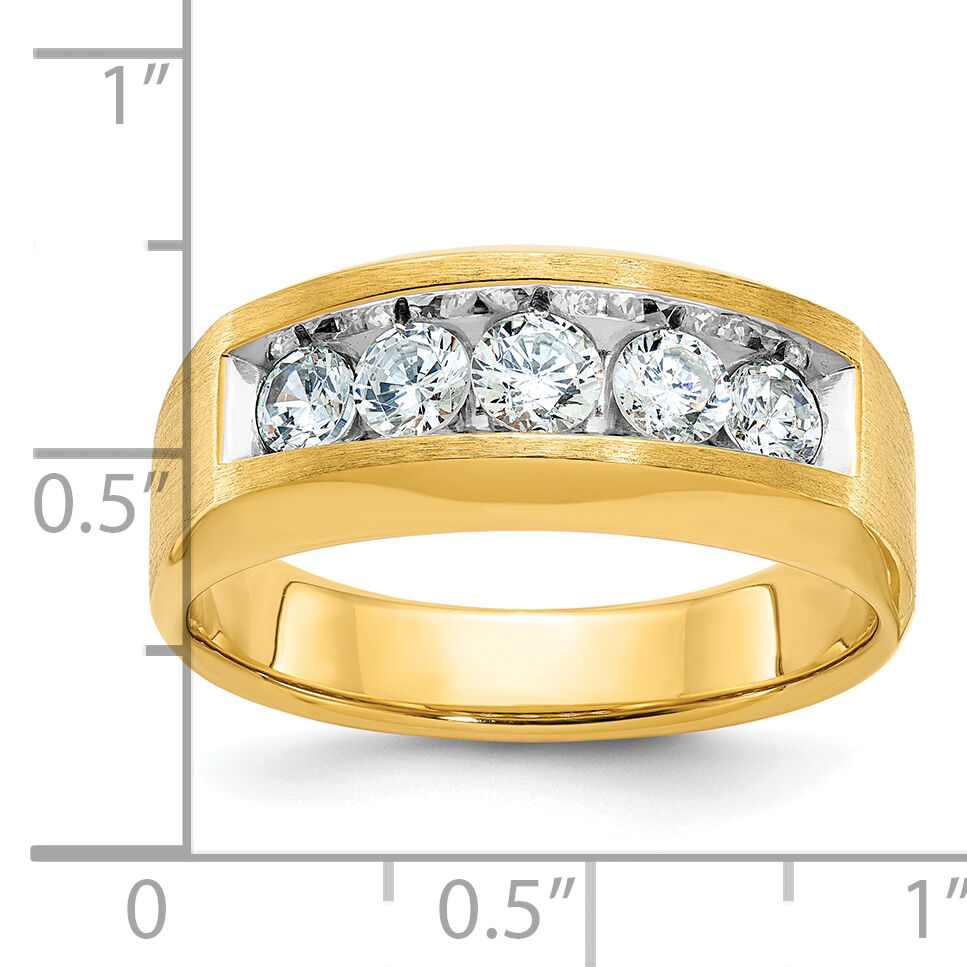14k IBGoodman Men's Polished and Satin 5-Stone Diamond Ring-B63124