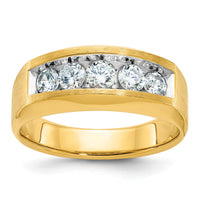 14k IBGoodman Men's Polished and Satin 5-Stone Diamond Ring-B63124