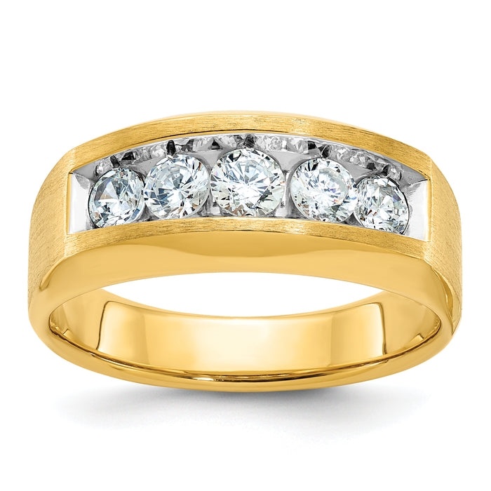 14k IBGoodman Men's Polished and Satin 5-Stone Diamond Ring-B63124-4YAA