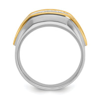14k Two-tone IBGoodman Men's Polished 3-Stone Diamond Ring-B63173