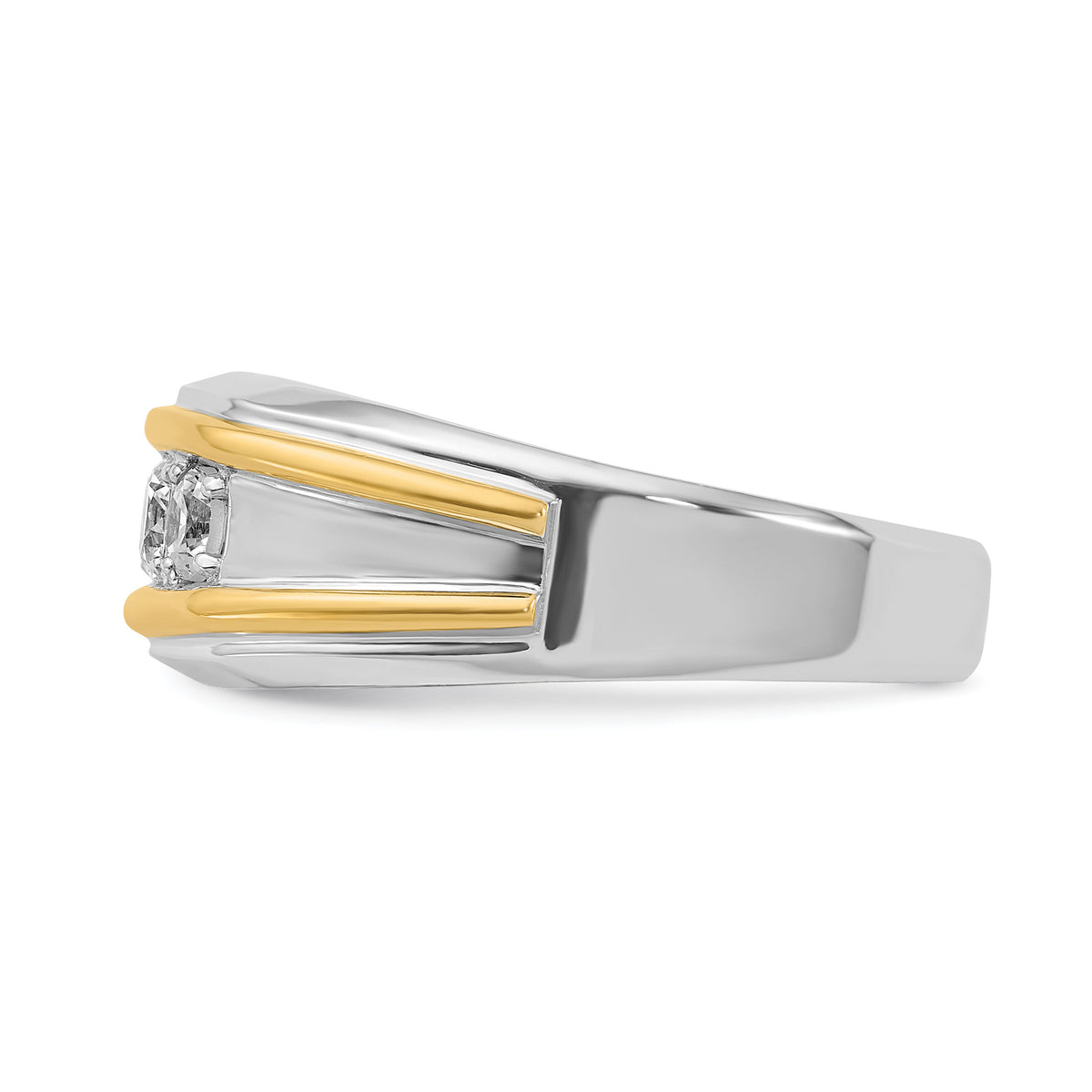 14k Two-tone IBGoodman Men's Polished 3-Stone Diamond Ring-B63173