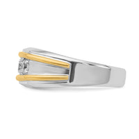 14k Two-tone IBGoodman Men's Polished 3-Stone Diamond Ring-B63173
