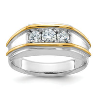 14k Two-tone IBGoodman Men's Polished 3-Stone Diamond Ring-B63173