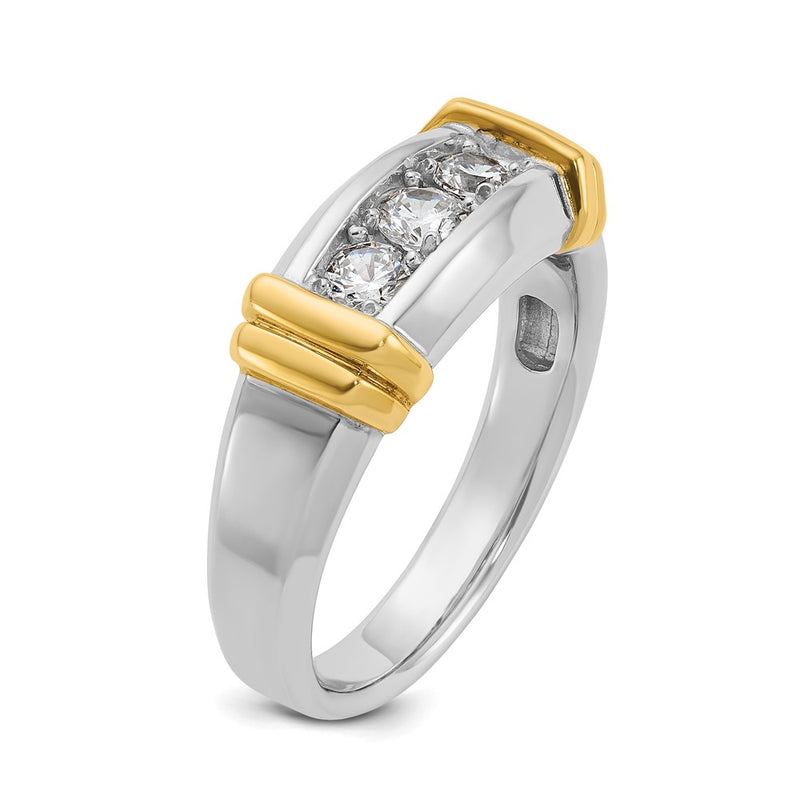 IBGoodman 14k Two-tone Men's Polished 3-Stone 1/2 Carat AA Quality Diamond Ring-B63179-4WYAA