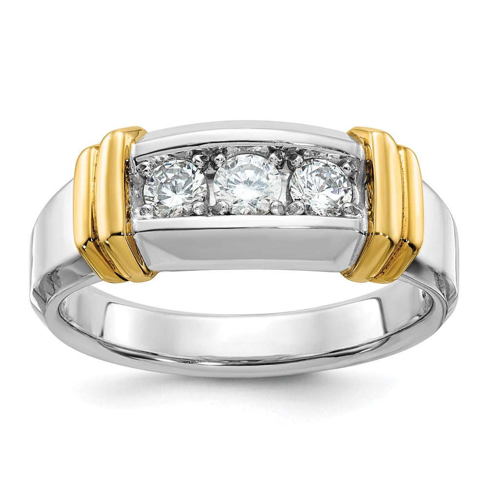 IBGoodman 14k Two-tone Men's Polished 3-Stone 1/2 Carat AA Quality Diamond Ring-B63179-4WYAA