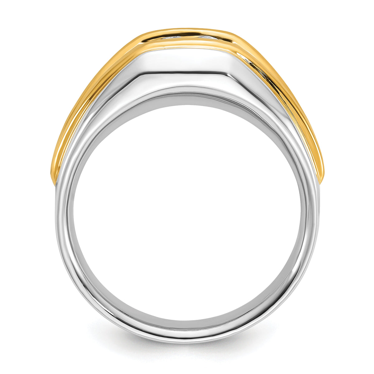 14k Two-tone 1 ct Lab Grown Dia VS/SI+ G+ Complete Men's Solitaire Ring-B63190