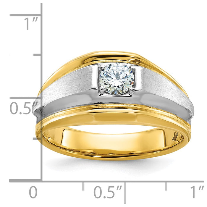 14k Two-tone IBGoodman Men's Polished and Satin 3/8 carat Diamond Complete Ring-B63195-4YWAA