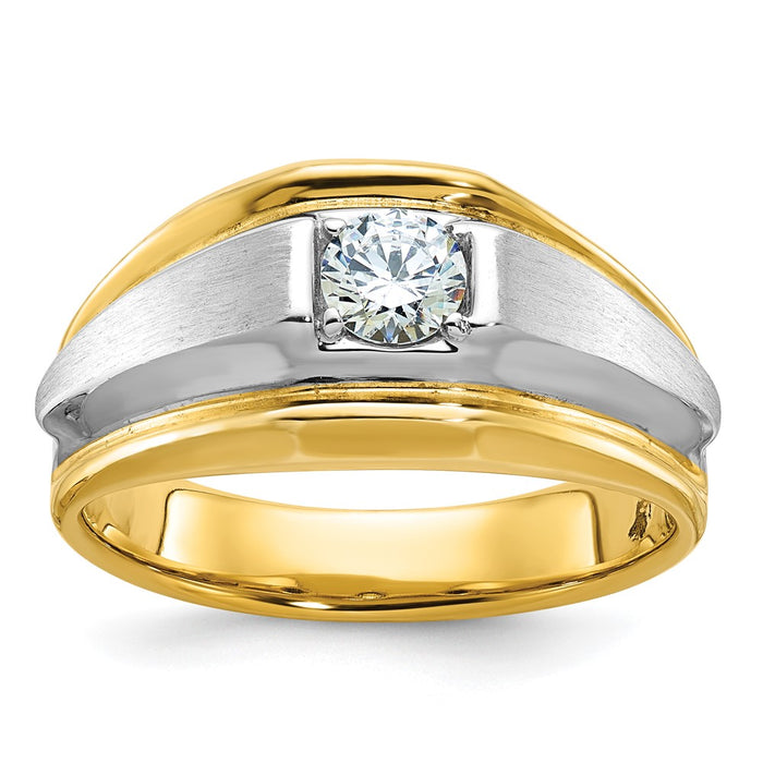 14k Two-tone IBGoodman Men's Polished and Satin 3/8 carat Diamond Complete Ring-B63195-4YWAA