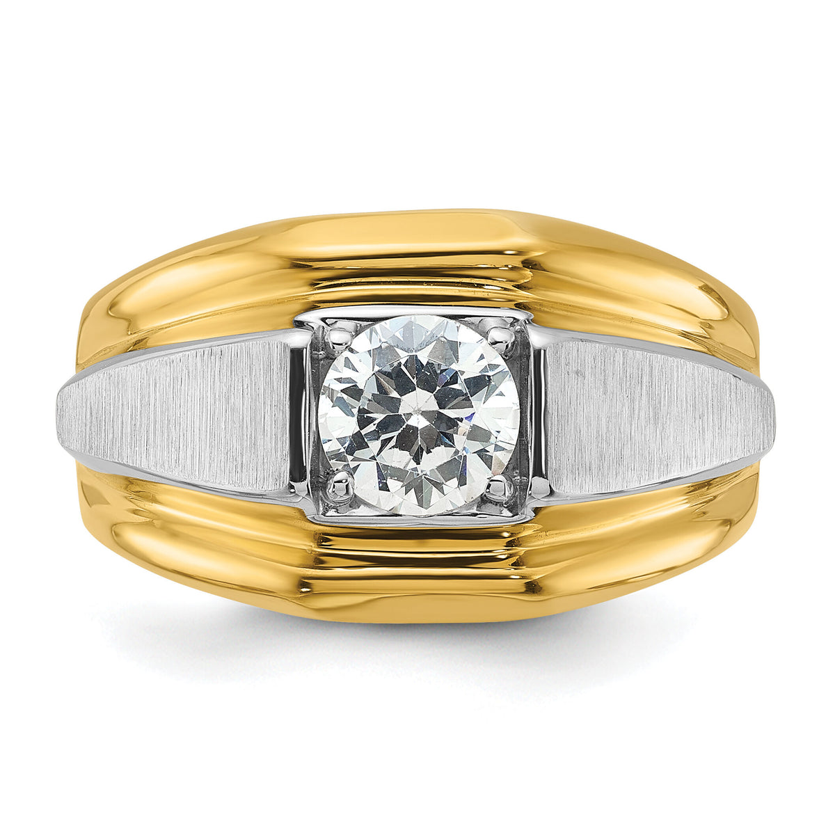 14k Two-tone 1 ct Lab Grown Diamond VS/SI+ G+ Complete Men's Band-B63196