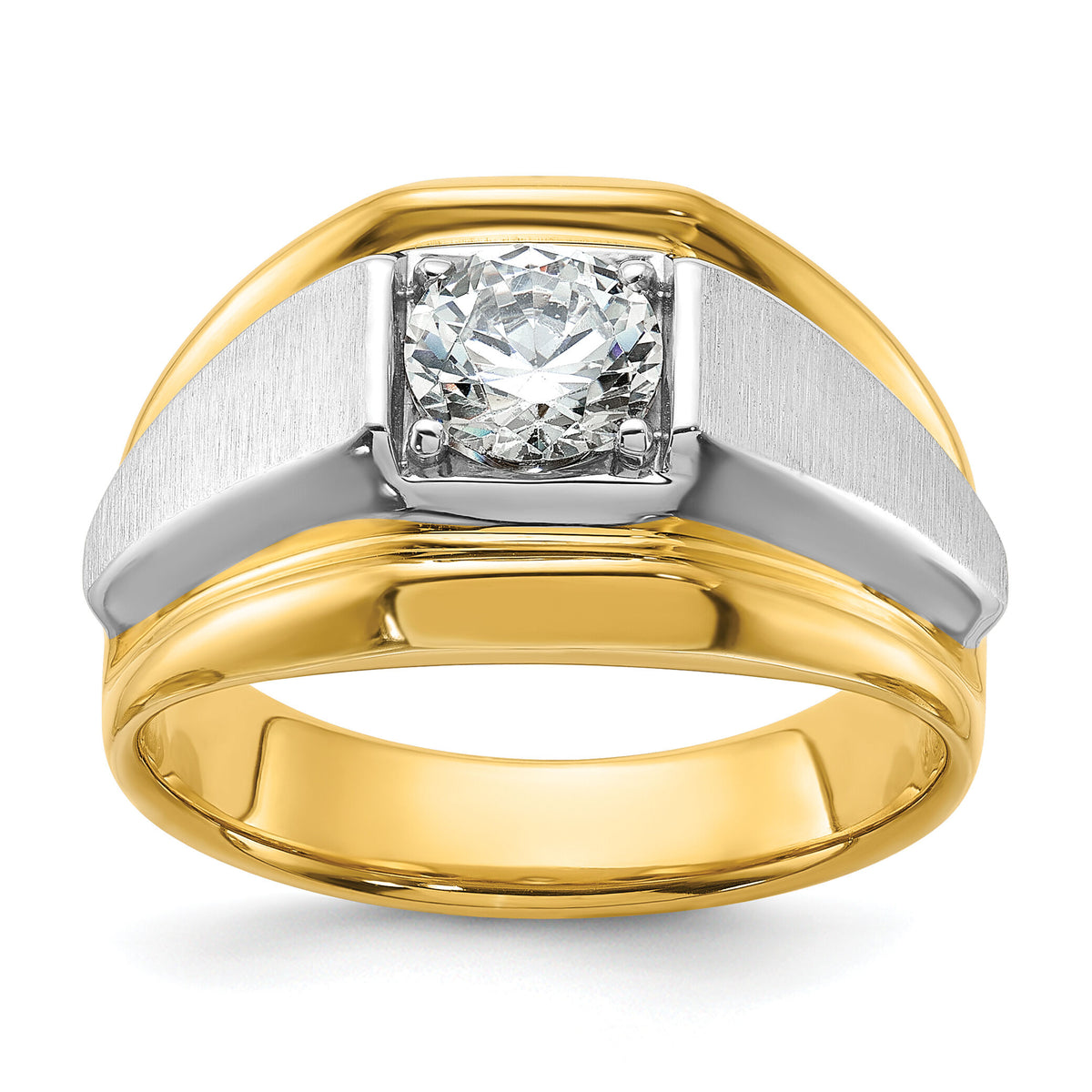 14k Two-tone 1 ct Lab Grown Diamond VS/SI+ G+ Complete Men's Band-B63196