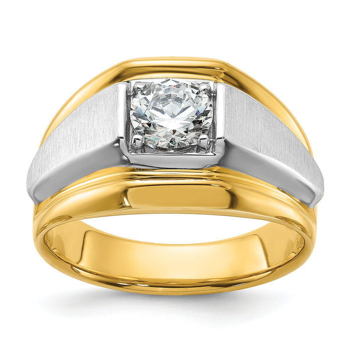 14k Two-tone 1 ct Lab Grown Diamond VS/SI+ G+ Complete Men's Band-B63196