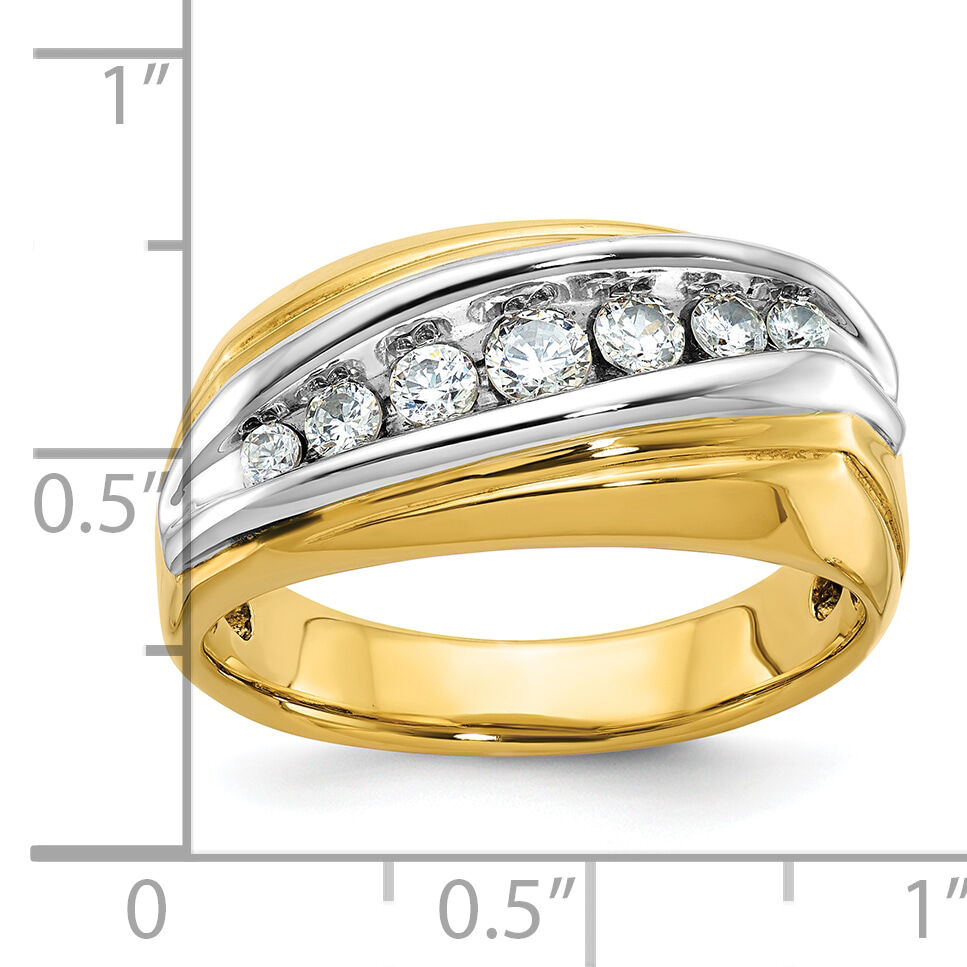 14ktt IBGoodman Men's Polished & Grooved 7-Stone Diamond Ring-B63198