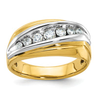 14ktt IBGoodman Men's Polished & Grooved 7-Stone Diamond Ring-B63198