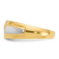 14k Two-tone IBGoodman Men's Polished and Satin 3-Stone Diamond Ring-B63232