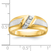 14k Two-tone IBGoodman Men's Polished and Satin 3-Stone Diamond Ring-B63232