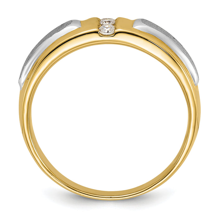 IBGoodman 14k Two-tone Polished/Satin Men's 3 Stone Ring Mounting-B63233