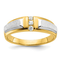 IBGoodman 14k Two-tone Polished/Satin Men's 3 Stone Ring Mounting-B63233