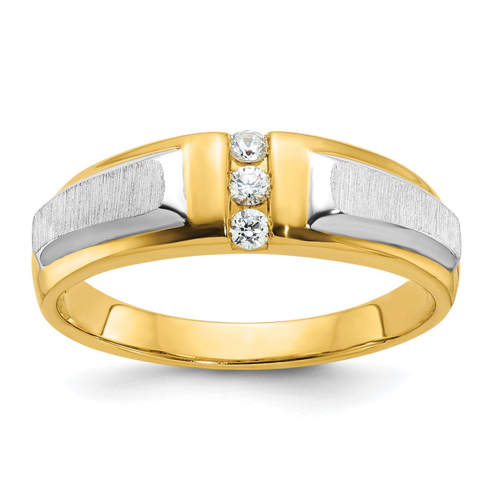 IBGoodman 14k Two-tone Polished/Satin Men's 3 Stone Ring Mounting-B63233