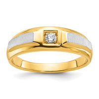 14k Two-tone IBGoodman Men's Polished and Satin 1/10 carat Diamond Complete Ring-B63234-4YWAA