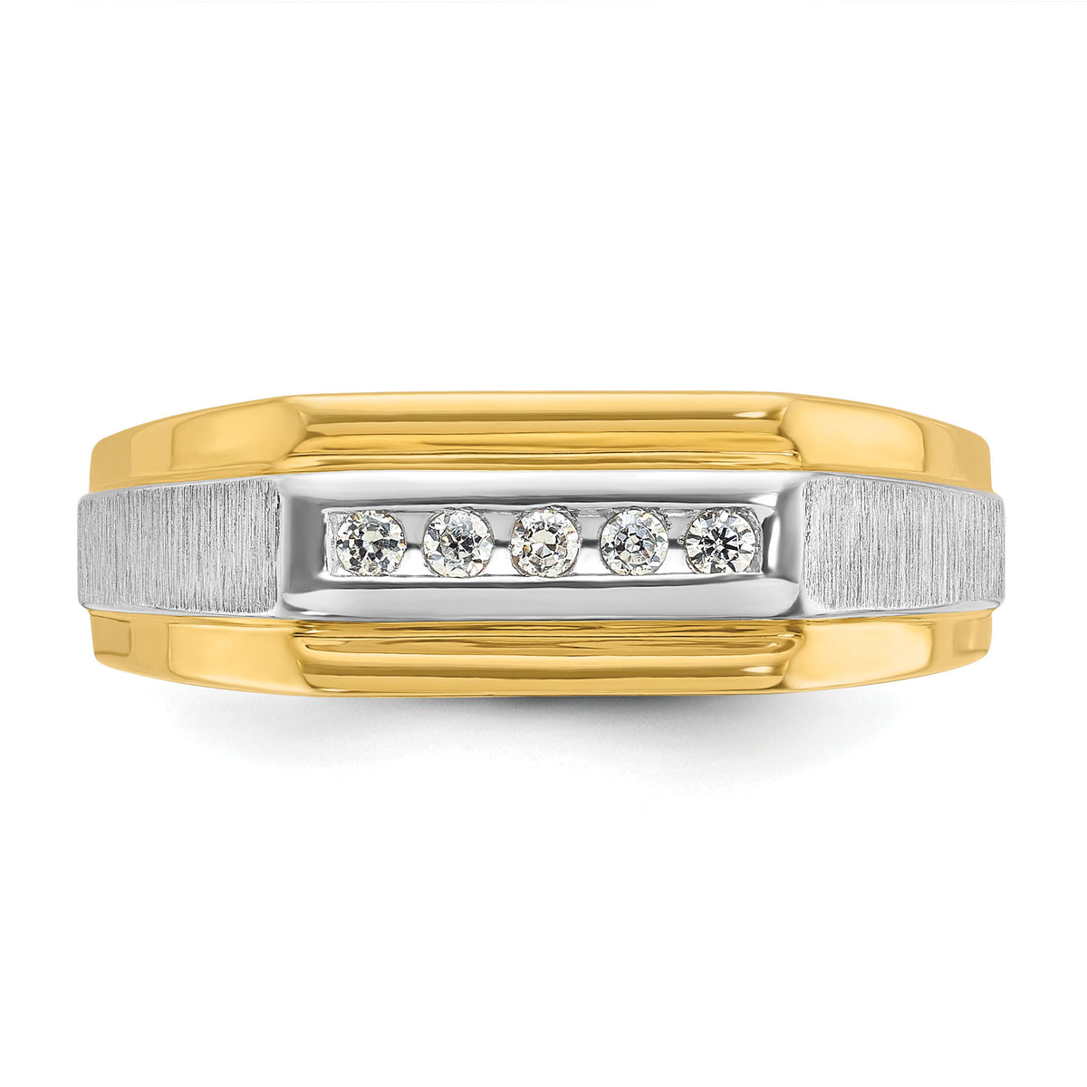14k w/ White RH IBGoodman Men's Polished/Satin 5-Stone Diamond Ring-B63235
