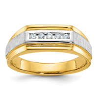 14k w/ White RH IBGoodman Men's Polished/Satin 5-Stone Diamond Ring-B63235