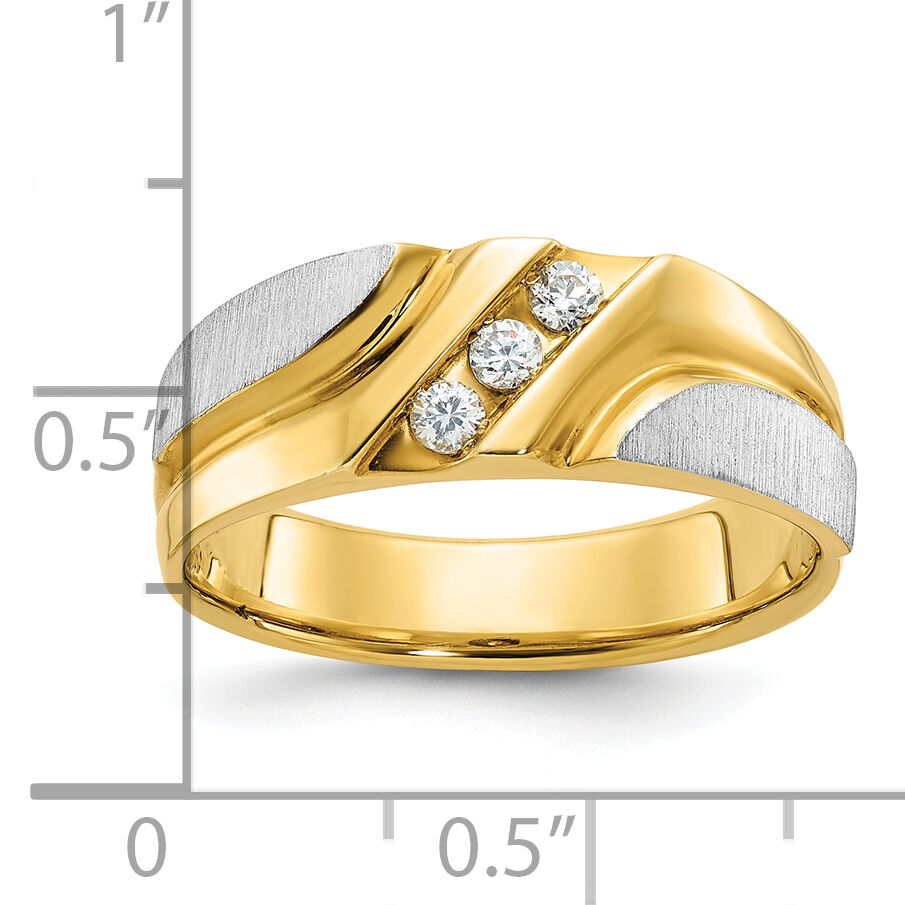 10ktt IBGoodman Men's Polished/Satin/Grooved 3-Stone A Dia Ring-B63237