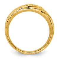 14k w/ White Rhodium Polished/Grooved Men's Ring Mounting-B63242
