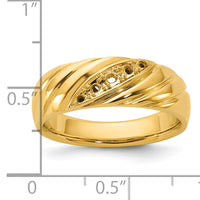 14k w/ White Rhodium Polished/Grooved Men's Ring Mounting-B63242