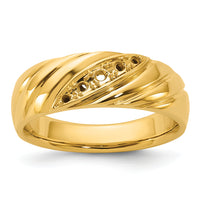 14k w/ White Rhodium Polished/Grooved Men's Ring Mounting-B63242