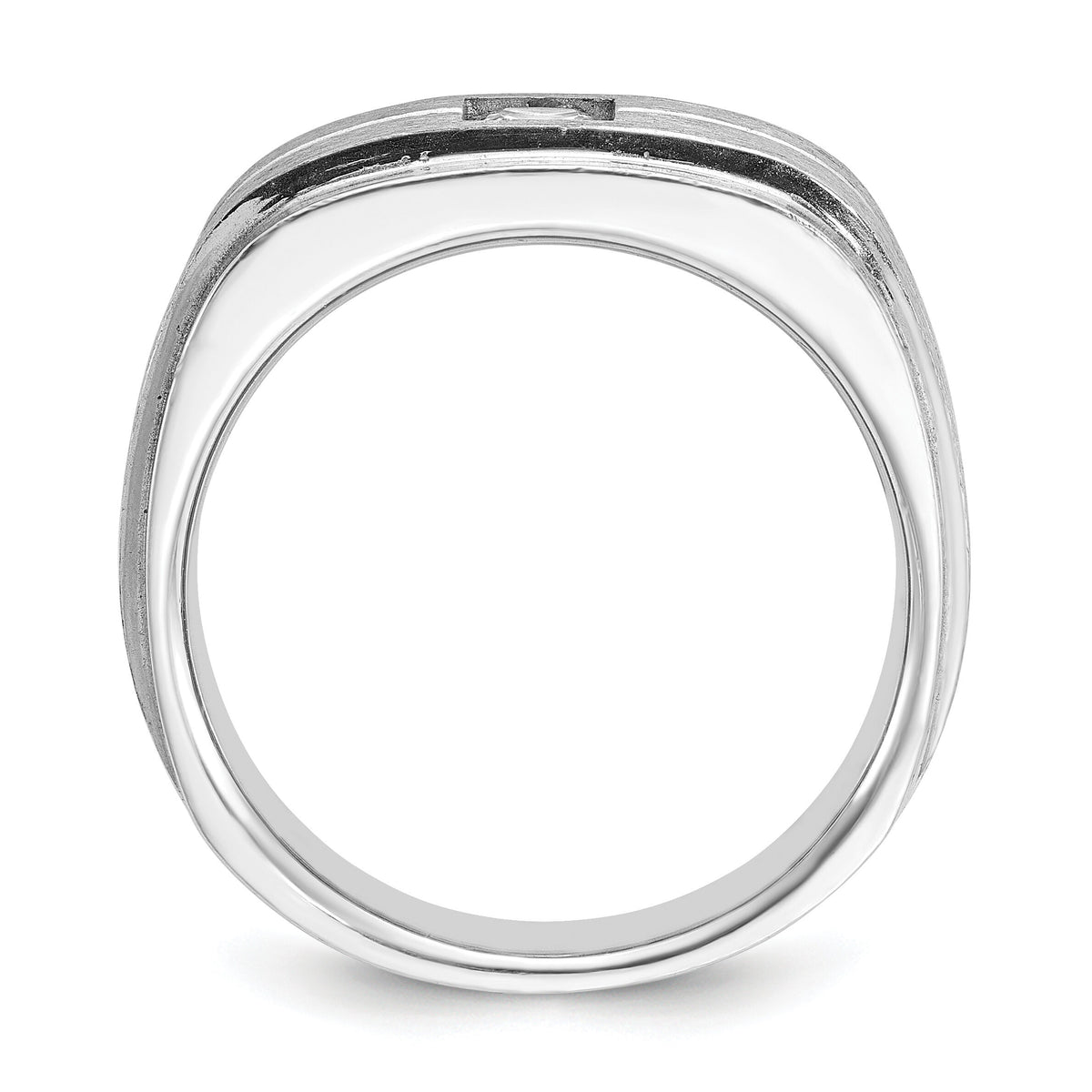 14k White Gold IBGoodman Men's Polished/Satin Diamond Complete Ring-B63266