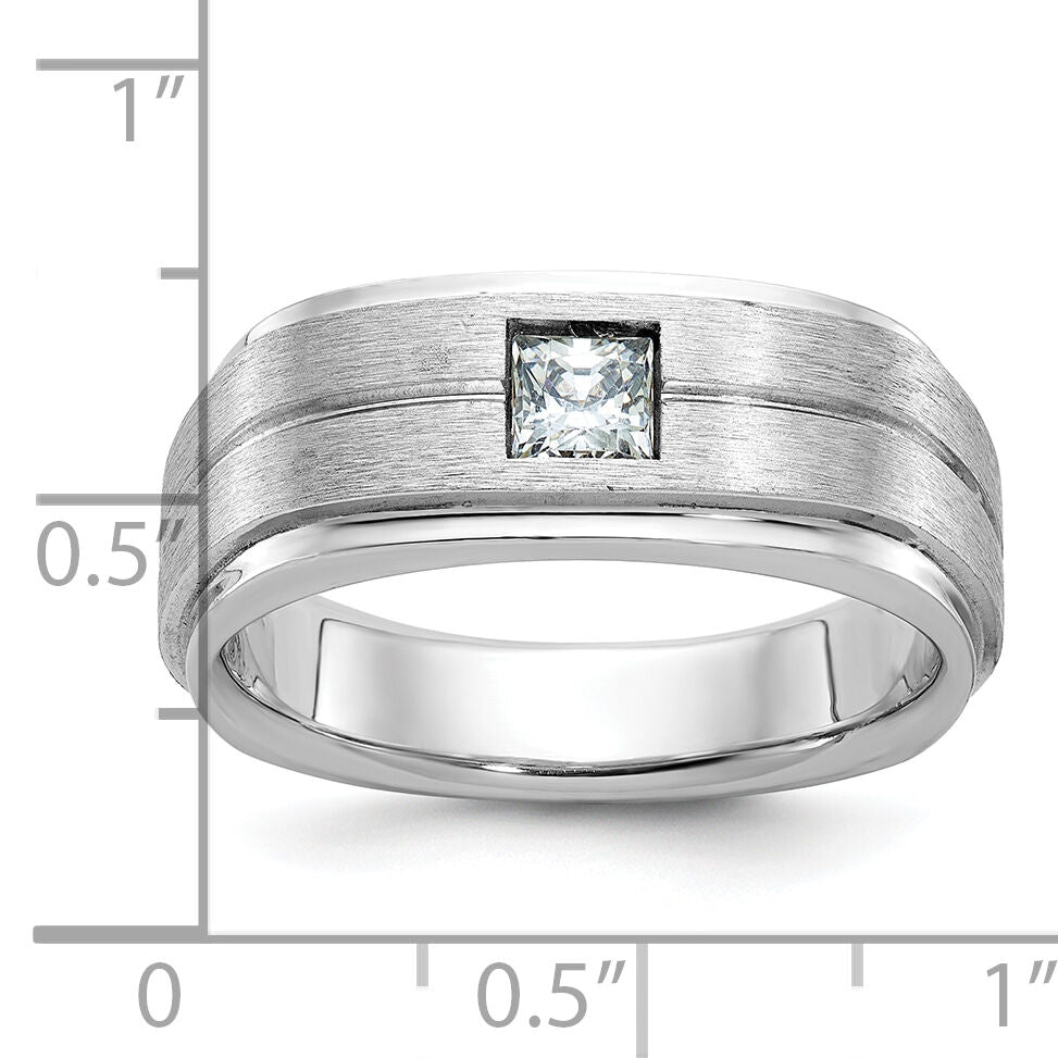 14k White Gold IBGoodman Men's Polished/Satin Diamond Complete Ring-B63266