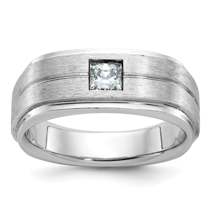 14k White Gold IBGoodman Men's Polished/Satin Diamond Complete Ring-B63266-4WAA