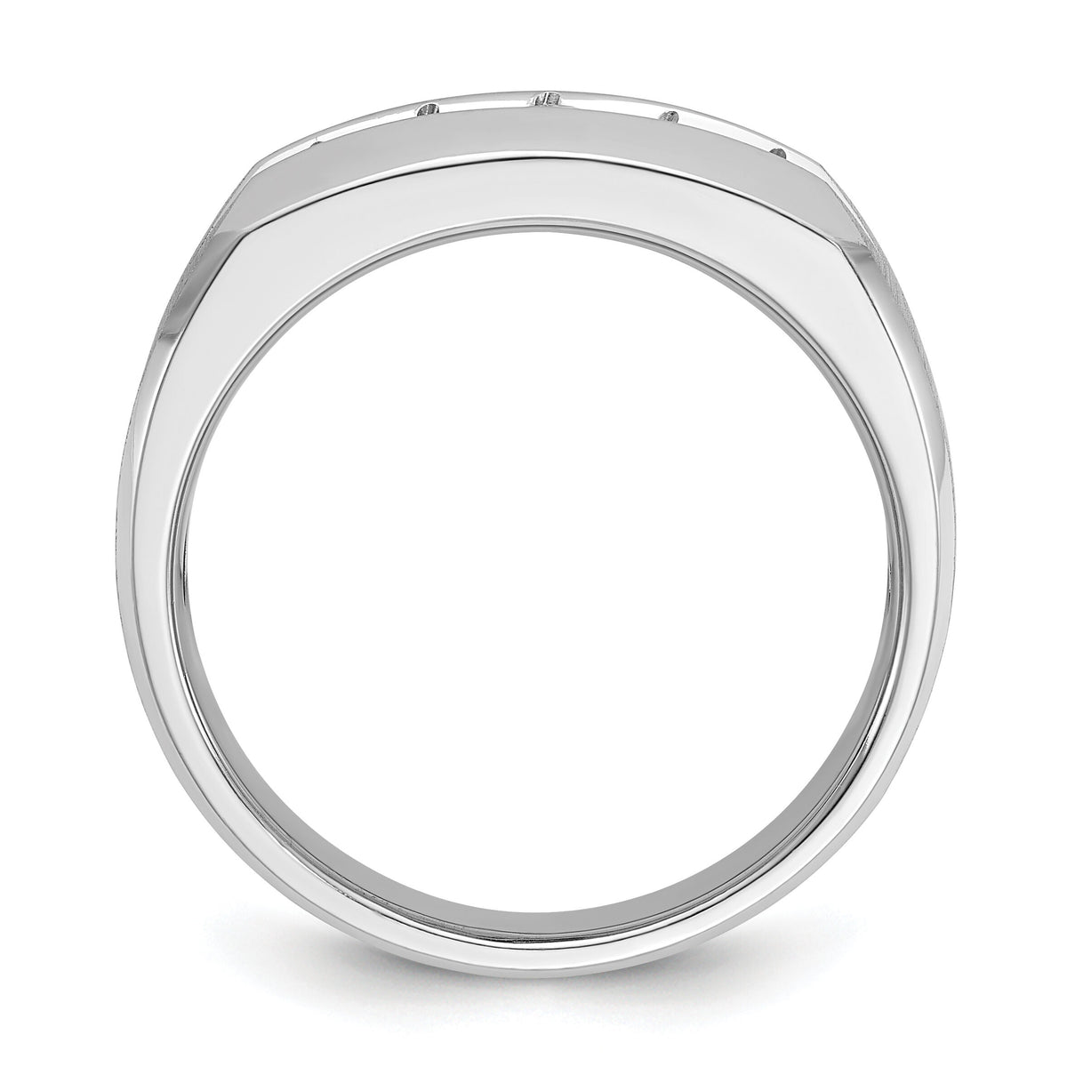 14k White Gold IBGoodman Men's Polished & Satin 5-Stone Diamond Ring-B63267