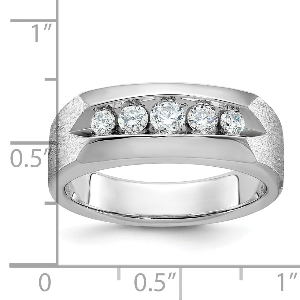 14k White Gold IBGoodman Men's Polished & Satin 5-Stone Diamond Ring-B63267