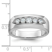 14k White Gold IBGoodman Men's Polished & Satin 5-Stone Diamond Ring-B63267