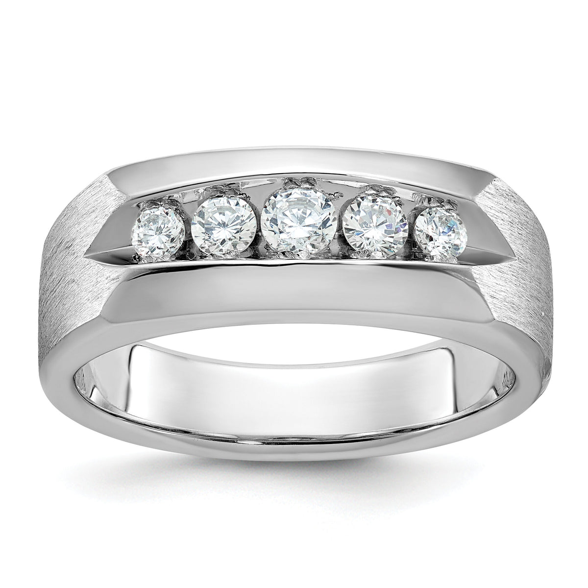 14k White Gold IBGoodman Men's Polished & Satin 5-Stone Diamond Ring-B63267