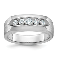 14k White Gold IBGoodman Men's Polished & Satin 5-Stone Diamond Ring-B63267