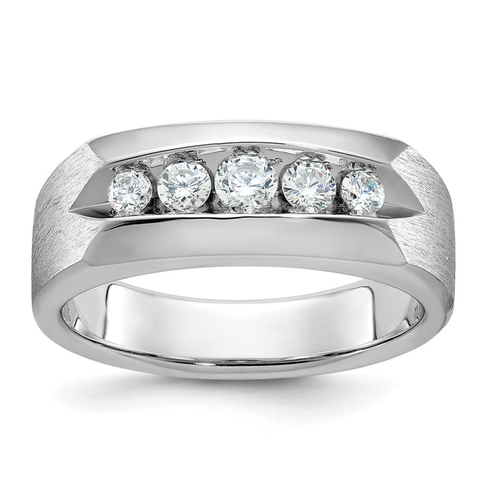 14k White Gold IBGoodman Men's Polished & Satin 5-Stone Diamond Ring-B63267