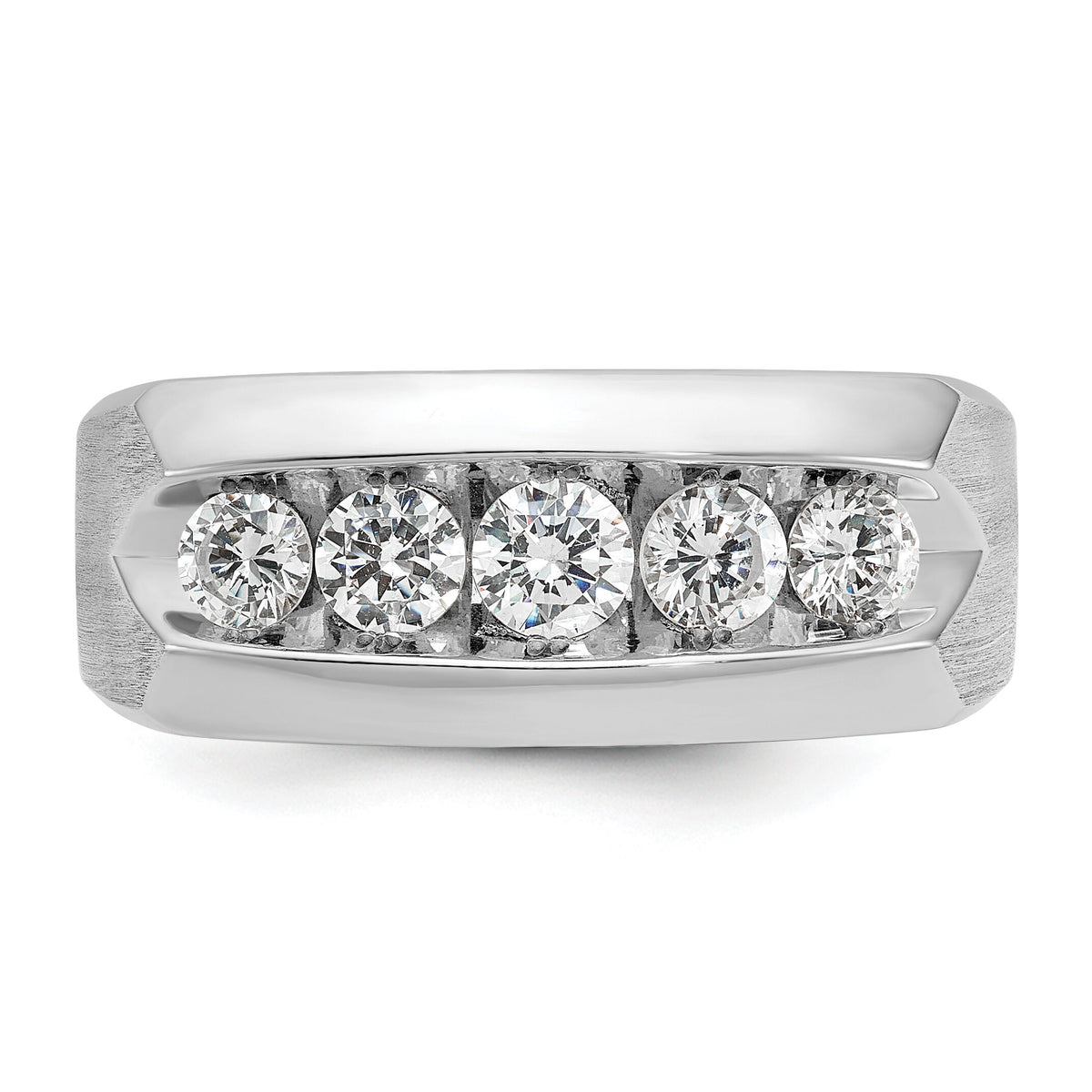14k White Gold 1 ct Lab Grown Diamond VS/SI+ G+ 5 Stone Comp Men's Ring-B63268