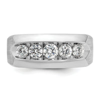 14k White Gold 1 ct Lab Grown Diamond VS/SI+ G+ 5 Stone Comp Men's Ring-B63268