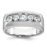 14k White Gold 1 ct Lab Grown Diamond VS/SI+ G+ 5 Stone Comp Men's Ring-B63268