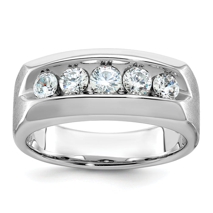 14k White Gold 1 ct Lab Grown Diamond VS/SI+ G+ 5 Stone Comp Men's Ring-B63268-4WLG