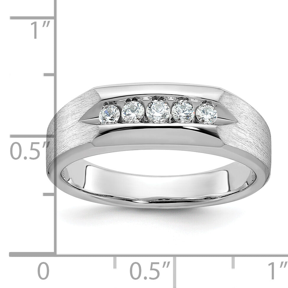 14k White Gold IBGoodman Men's Polished & Satin 5-Stone Diamond Ring-B63269