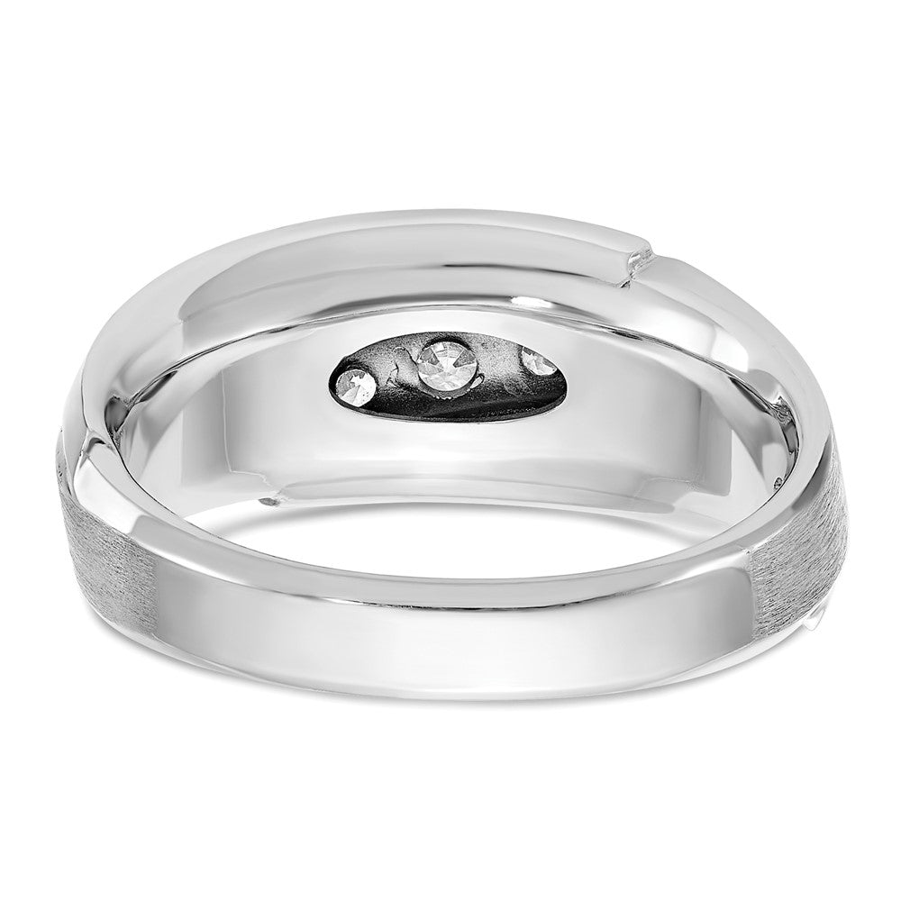 IBGoodman 14k White Gold Men's Polished and Satin 5-Stone 1/2 Carat AA Quality Diamond Ring-B63274-4WAA