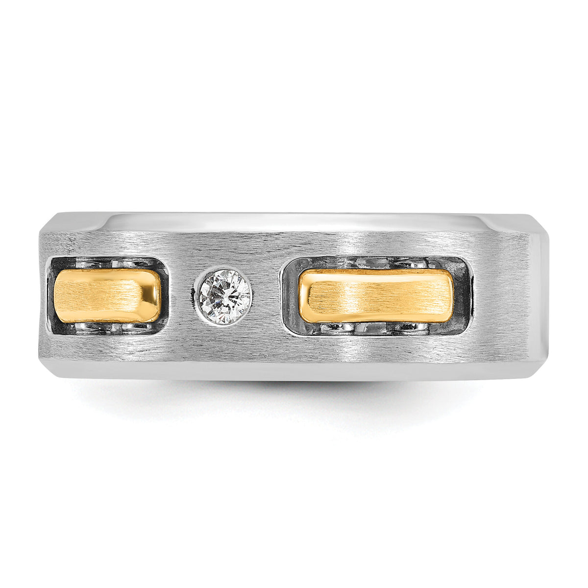 10ktt IBGoodman Men's Polished Satin & Cut-Out 3-Stone Diamond Ring-B63291