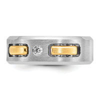 10ktt IBGoodman Men's Polished Satin & Cut-Out 3-Stone Diamond Ring-B63291